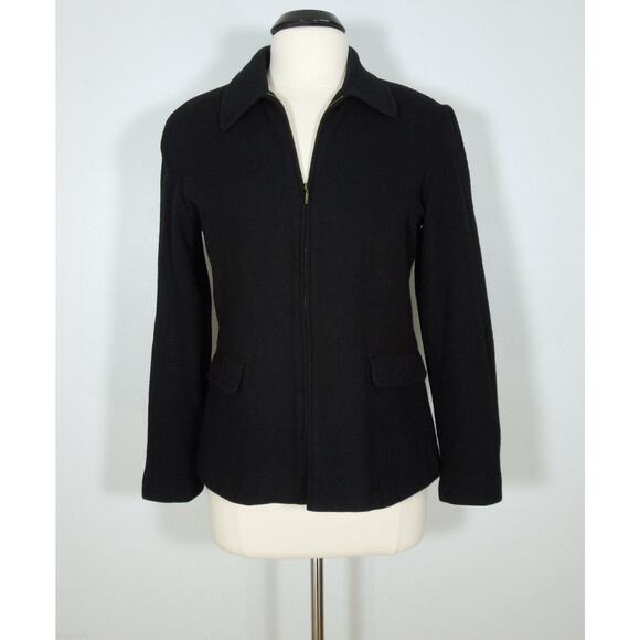 BRIDGETOWN COLLECTION Jacket size 10 Womens Black Wool Collared Front Zipp - Picture 1 of 7